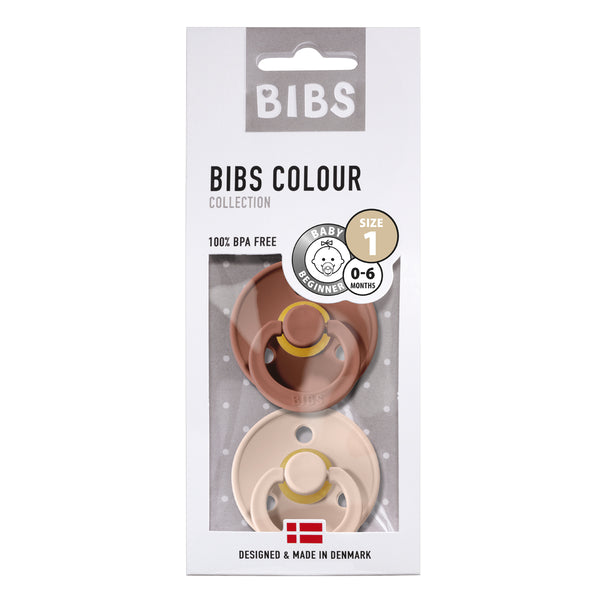 Bibs 2-pak rund sut, str 1 - Woodchuck/Blush