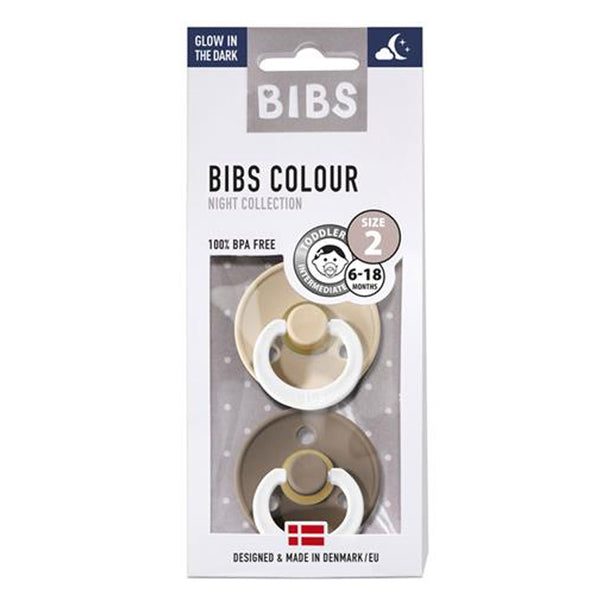 Bibs 2-pak rund sut, str 2 - Vanilla NIGHT/Dark Oak NIGHT