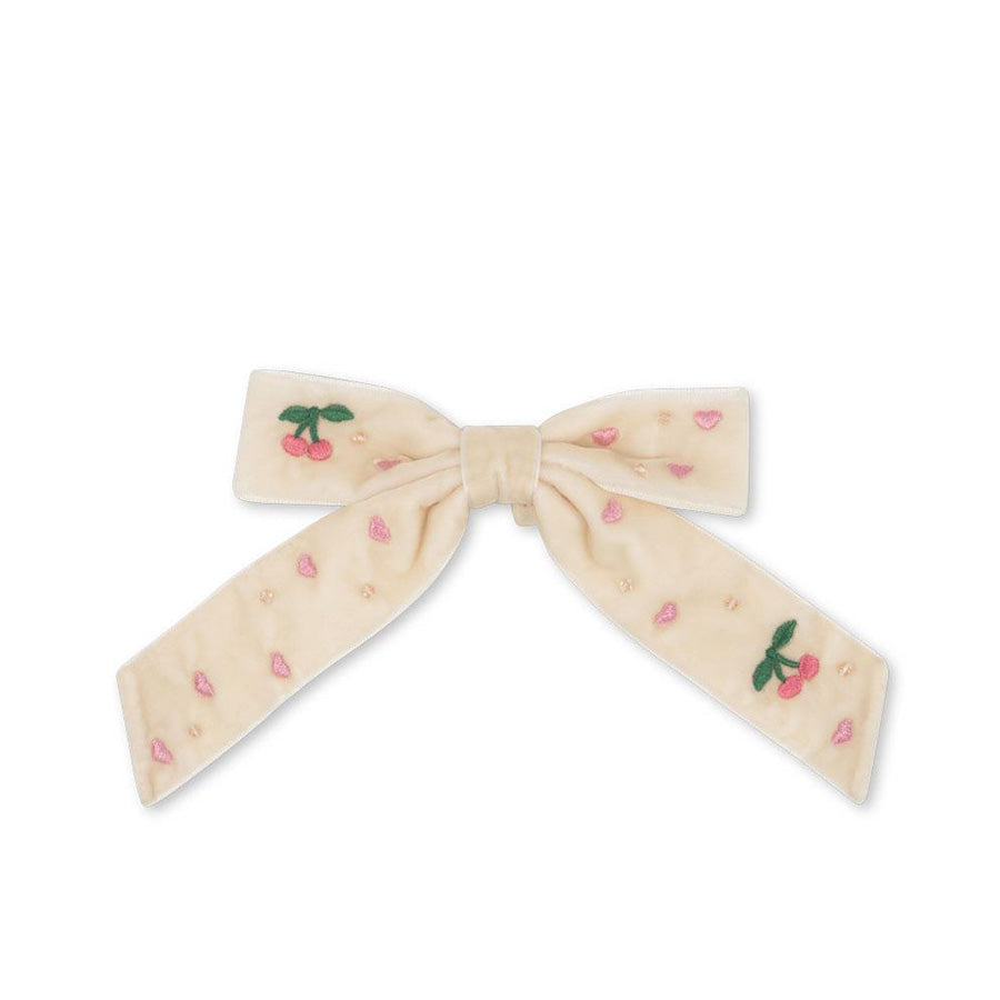 01_Konges Sløjd Hårclips fløjlssløjfe med perler, pearled ivory.jpg