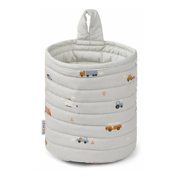 Liewood Faye quiltet kurv, Vehicles - dove blue