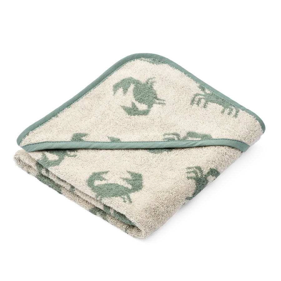 01_Liewood Alba baby håndklæde m hætte, crab.jpg