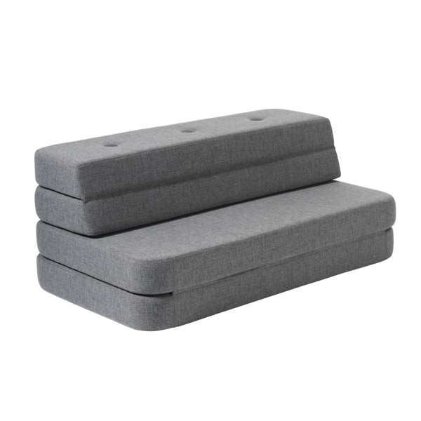 byKlipKlap 3-fold sofa, 140 cm blågrå m grå knap