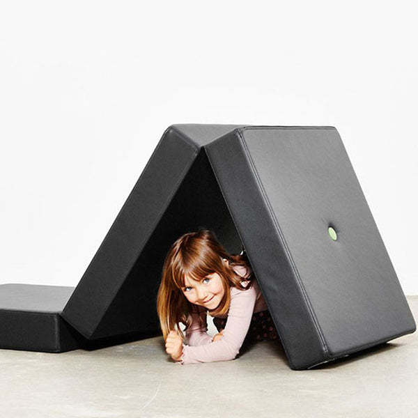 byKlipKlap 3-fold single madras, multigrå med grå knap