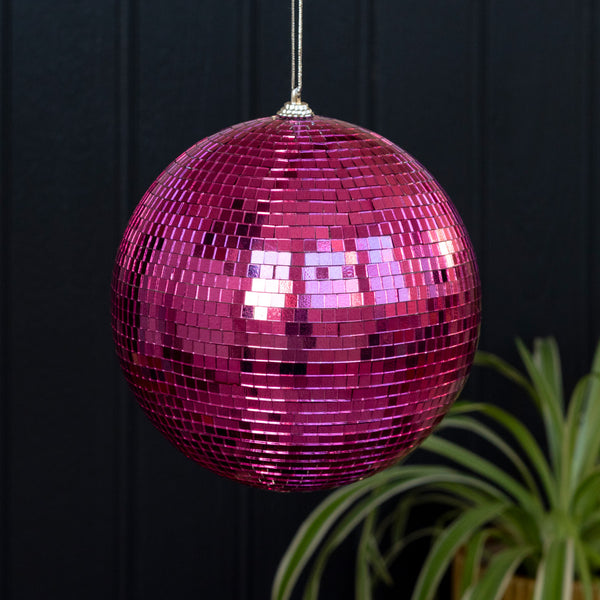 Disco Kugle Til Ophæng 20 CM - Pink