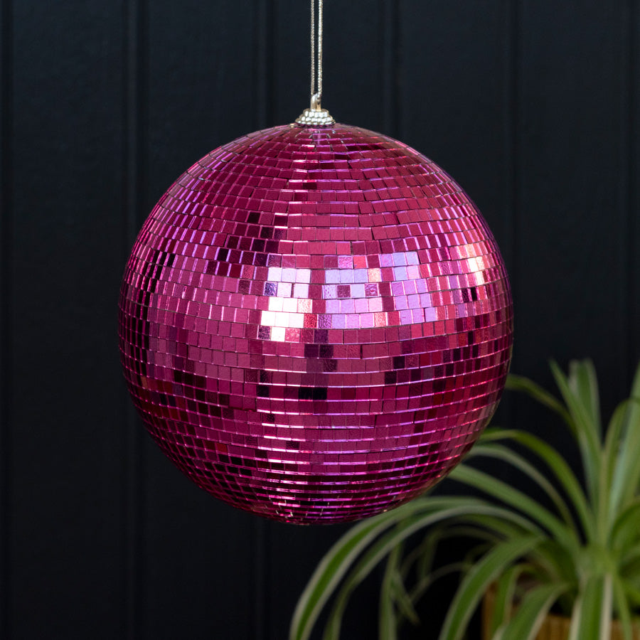 Disco Kugle Til Ophæng 20 CM - Pink